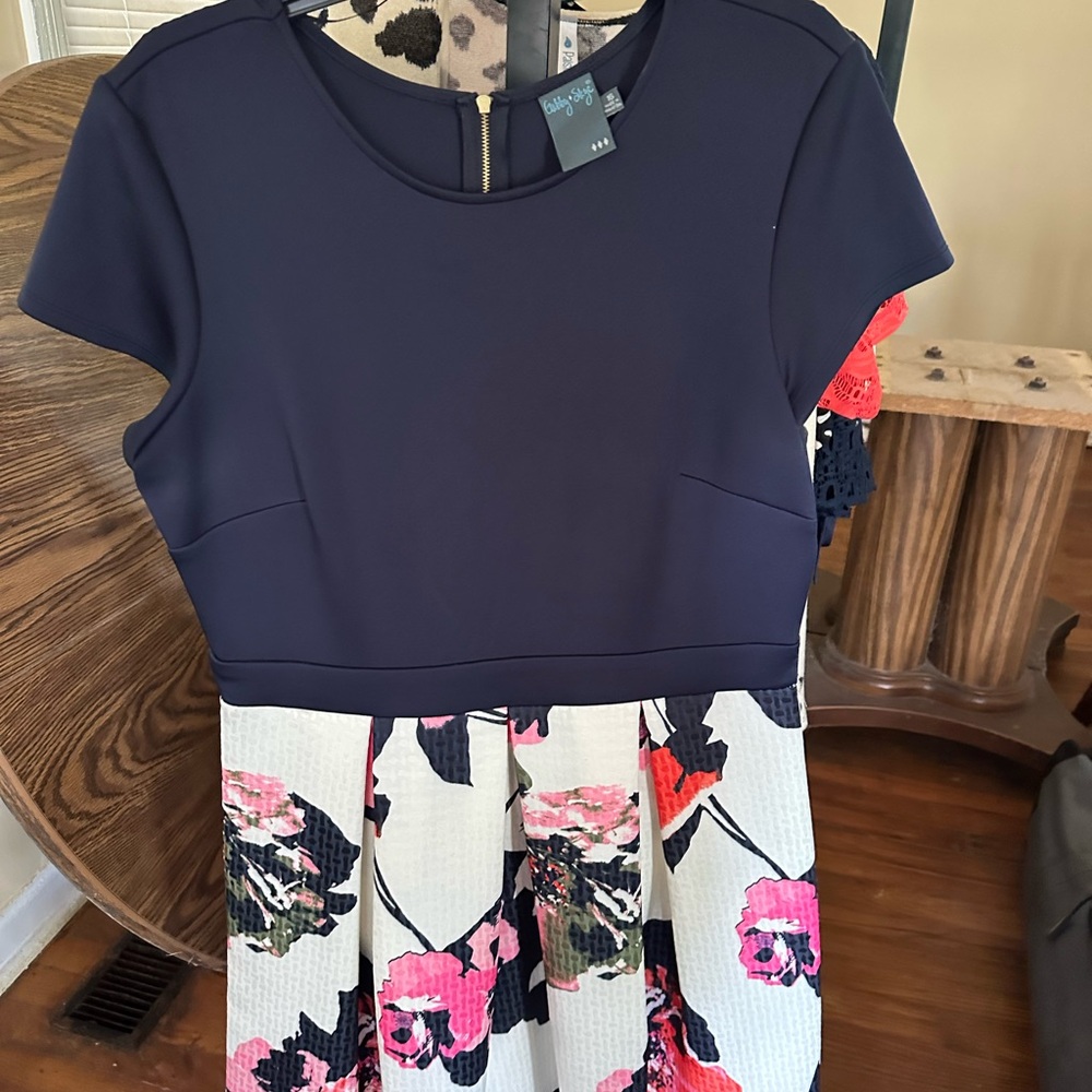 Navy and Floral Women’s Dress